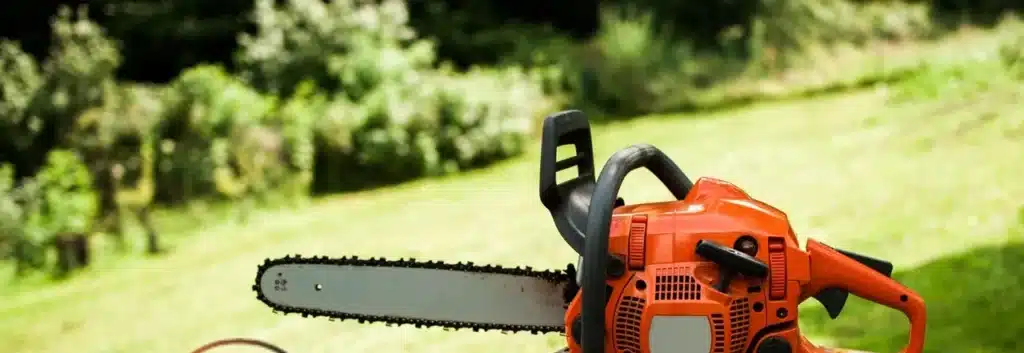 Scott's Treewurk professional tree services logo with chainsaw