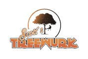Scott's Tree Wurk logocolor scheme. A silhouette of a tree with leaves inside a circular design is above the text. The word "Treewurk" appears in bold, stylized lettering.